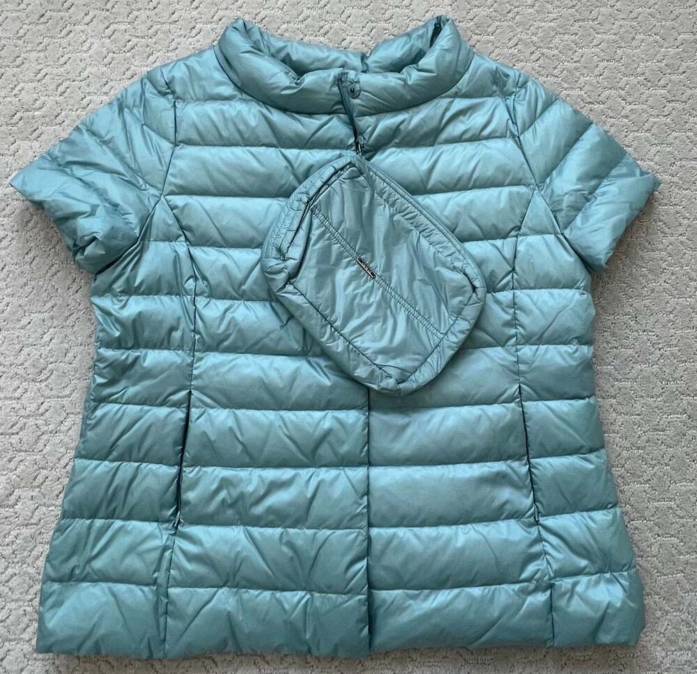 MY ANORAK Chalet Short Sleeve Down Puffer Jacket with Pouch Size XL NWT